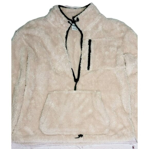 Womens - PINK - Pullover - Jacket: Half Zip - Small Ivory   Fleece - Picture 3 of 7